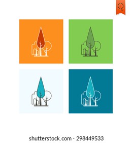 Stylized Tree. Single Flat Autumn Icon . Simple and Minimalistic Style. Vector