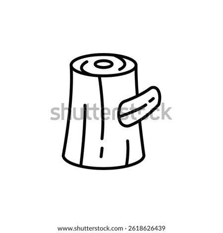 Stylized Tree Stump Outline Icon with Emerging Sprout in Plain View