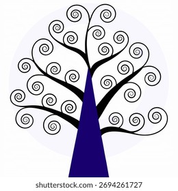 Stylized Tree with Swirls and Geometric Trunk Elegant Design Concept