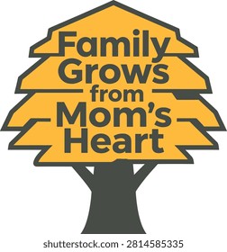 A stylized tree symbolizing family roots flourishing from a mother's loving heart ideal for mother day marketing campaigns. Expressing warmth and growth.