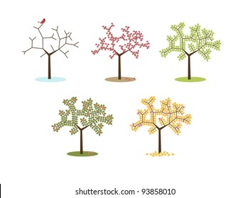 Stylized tree through the seasons