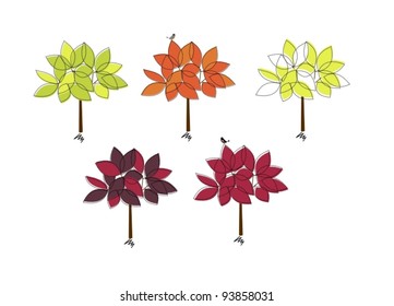 Stylized tree through the seasons