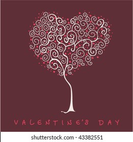 stylized tree,  valentine's day card
