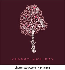 stylized tree, valentine's day card