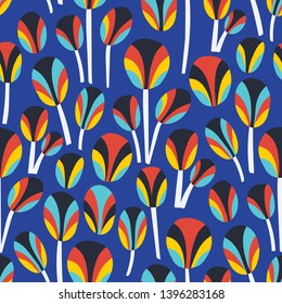 Stylized tree. Vector abstract seamless pattern. Print design for fabric or wallpaper.