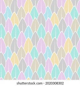 Stylized trees in calm colors on a white background - simless texture. Forests and parks, green spaces. Texture for textiles, packaging, wallpaper, clothing. Flat vector illustration.
