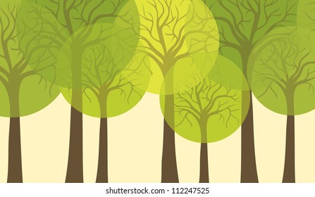 Stylized trees, card or background for design