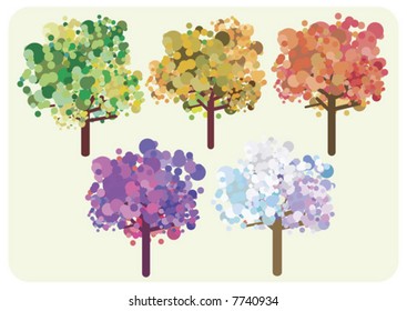 Stylized trees illustration - concept for time, changing season.