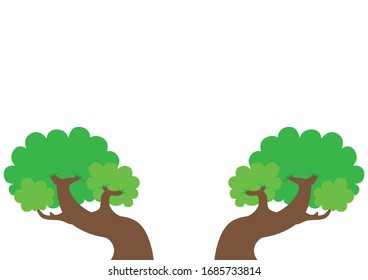 Stylized trees on white background, Green plants, Nature vector illustration