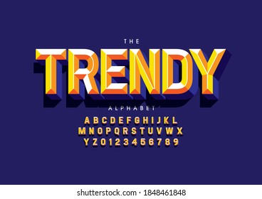 Stylized trendy alphabet font vector