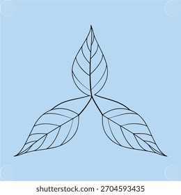 Stilisierte Tri- Blatt Symbol Umriss Hellblau Blätter Natur