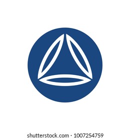 stylized triangle abstract logo, three shape forming a triangle design template vector illustration