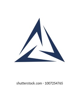 stylized triangle abstract logo, three shape forming a triangle design template vector illustration