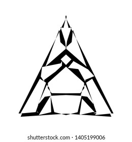 Stylized triangle of twisted lines. Abstract logo. Modern geometric style design template.