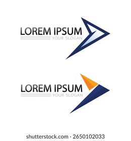 Logotipo de vetor triângulo estilizado com transições prismáticas de cores e linhas nítidas