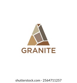 stylized triangular shape composed of various shades of brown and beige, resembling pieces of granite.