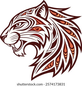 Stylized tribal art of a wild jungle cat, perfect for digital and print designs