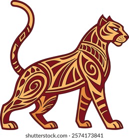 Stylized tribal art of a wild jungle cat, perfect for digital and print designs