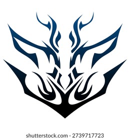 Stylized tribal dragon logo with flames