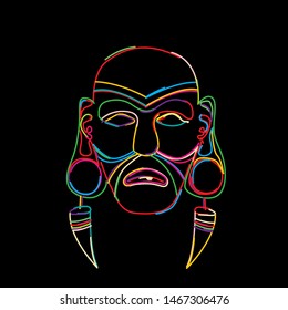 Stylized tribal mask in colors, vector 