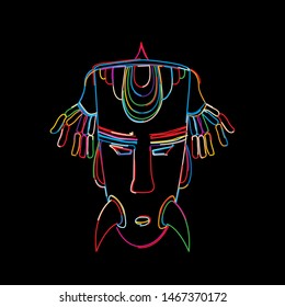 Stylized tribal mask in colors, vector 