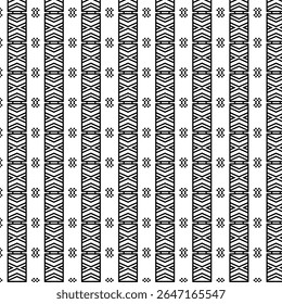Stylized tribal pattern featuring vertical motifs and dotted accents. Decorative and ethnic feel ideal for backgrounds, textiles, or digital design.