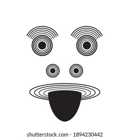 Stylized tribal vector face with tongue sticking out
