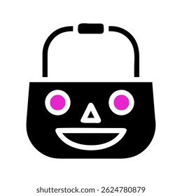 Stylized Trick-or-Treat Candy Bag Icon with Playful Facial Features Design