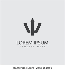 Design de símbolo e vetor de logotipo tridente estilizado