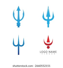 Design de símbolo e vetor de logotipo tridente estilizado