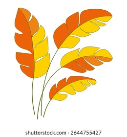 Stylized Tropical Banana Leaves in Autumn Colors Vector