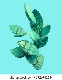 Stylized tropical leaves. Summer floral design