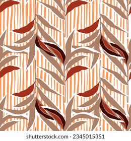 Stylized tropical palm leaves wallpaper. Jungle palm leaf seamless pattern. Design for fabric, textile print, wrapping, cover. Fashion vector illustration
