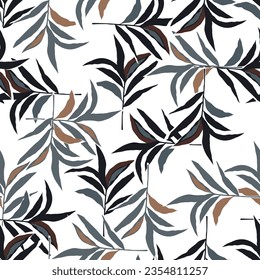 Stylized tropical palm leaves wallpaper. Jungle palm leaf seamless pattern. Design for fabric, textile print, wrapping, cover. Fashion vector illustration