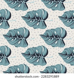 Stylized tropical pattern, palm leaves floral background. Abstract exotic plant seamless pattern. Botanical leaf wallpaper. Design for fabric, textile print, wrapping, cover. Vector illustration