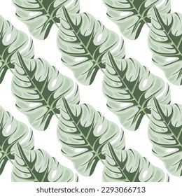 Stylized tropical pattern, palm leaves floral background. Abstract exotic plant seamless pattern. Botanical leaf wallpaper. Design for fabric, textile print, wrapping, cover. Vector illustration