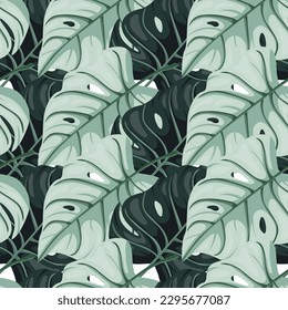 Stylized tropical pattern, palm leaves floral background. Abstract exotic plant seamless pattern. Botanical leaf wallpaper. Design for fabric, textile print, wrapping, cover. Vector illustration