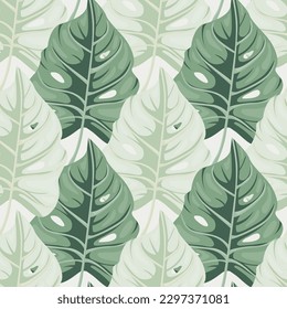 Stylized tropical pattern, palm leaves floral background. Abstract exotic plant seamless pattern. Botanical leaf wallpaper. Design for fabric, textile print, wrapping, cover. Vector illustration