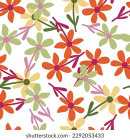 Diseño tropical simple y estilizado de flores sin fisuras. Fondo interminable de decoración floral. Diseño para tela, impresión textil, envoltura, cubierta. Ilustración del vector