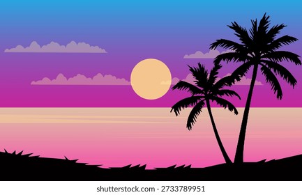 Escena puesta sol tropical