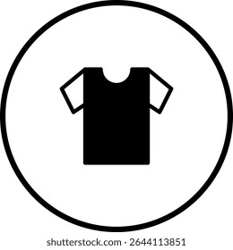 Stylized T-Shirt Icon within a Circular Border, Simple Design Concept