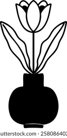 Stylized Tulip Bouquet Vector Graphic: Bold Black and White Design for Logo and Print