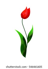 Stylized tulip - imitation watercolor
