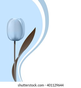 Stylized tulip isolated on blue background. Vector editable color illustration