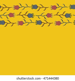 Stylized tulips seamless pattern. Vector illustration. Beautiful tulip flowers in brown, yellow and pink colors.