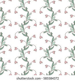 Stylized tulips seamless pattern. Vector background.