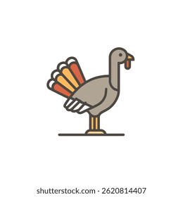 Stylized turkey stands outlined simple