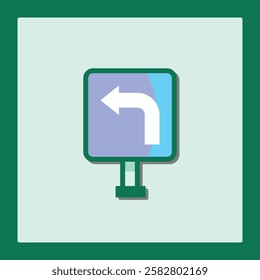 Stylized Turn Left Icon: Directional Guidance Graphic