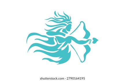 A stylized turquoise silhouette