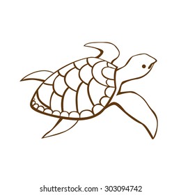 Stylized turtle. Hand Drawn doodle vector illustration. Company logo design